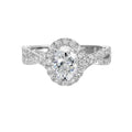 Entwined Shank Round Diamond Halo Engagement Ring