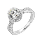 Entwined Shank Round Diamond Halo Engagement Ring