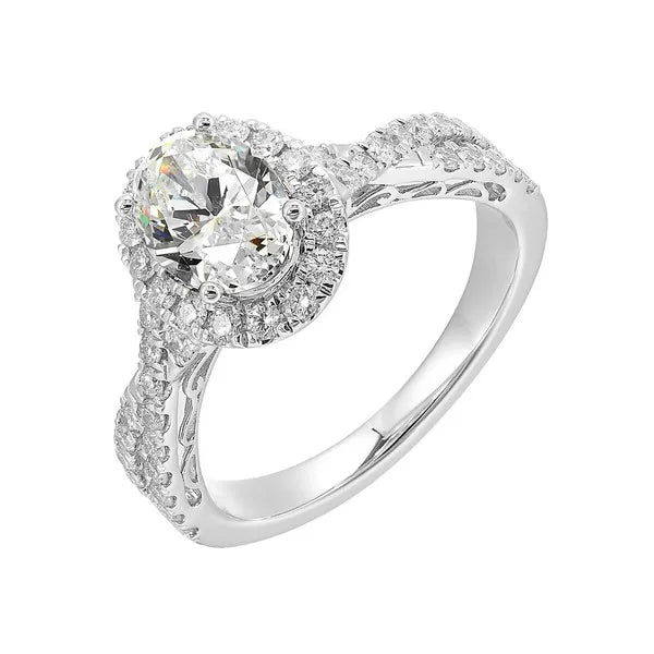 Entwined Shank Round Diamond Halo Engagement Ring