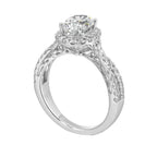 Entwined Shank Round Diamond Halo Engagement Ring