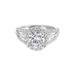 Marquise & Round Three-Stone Ring with Split Three-Row Shank