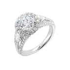 Marquise & Round Three-Stone Ring with Split Three-Row Shank