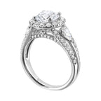 Marquise & Round Three-Stone Ring with Split Three-Row Shank