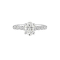 14Kt White Semi Mount 1/10Ctw For 1Ctw Oval Center