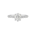 14Kt White Semi Mount 1/10Ctw For 1Ctw Oval Center