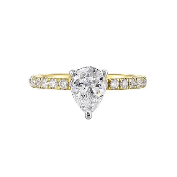 14Kt Yellow Semi Mount 3/8Ctw For 1Ctw Pear Center