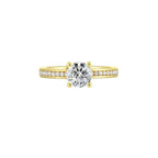 14Kt Yellow Semi Mount 1/4Ctw For 1Ctw Round Center
