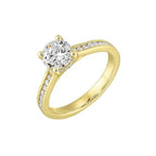 14Kt Yellow Semi Mount 1/4Ctw For 1Ctw Round Center