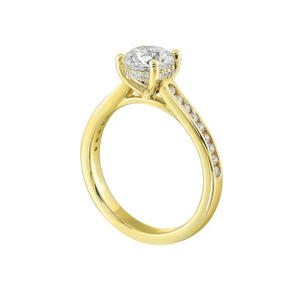 14Kt Yellow Semi Mount 1/4Ctw For 1Ctw Round Center