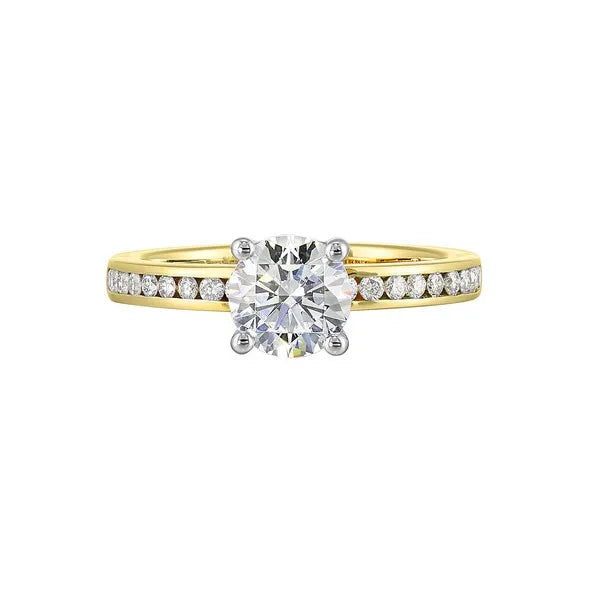 14Kt White Yellow Semi Mount 1/5Ctw For 1Ctw Round Center