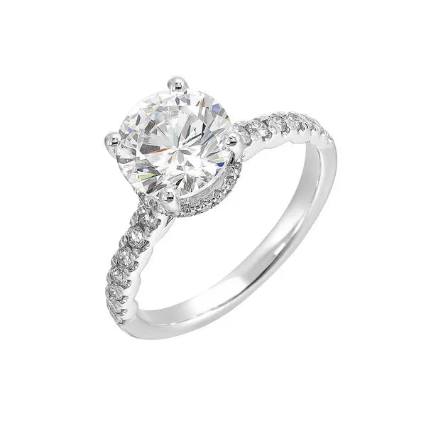 14Kt White Semi Mount 3/8Ctw For 2Ctw Round Center