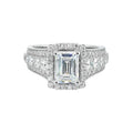14Kt White Semi Mount 1 1/3Ctw For 2Ctw Emerald Cut Center