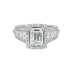 14Kt White Semi Mount 1 1/3Ctw For 2Ctw Emerald Cut Center