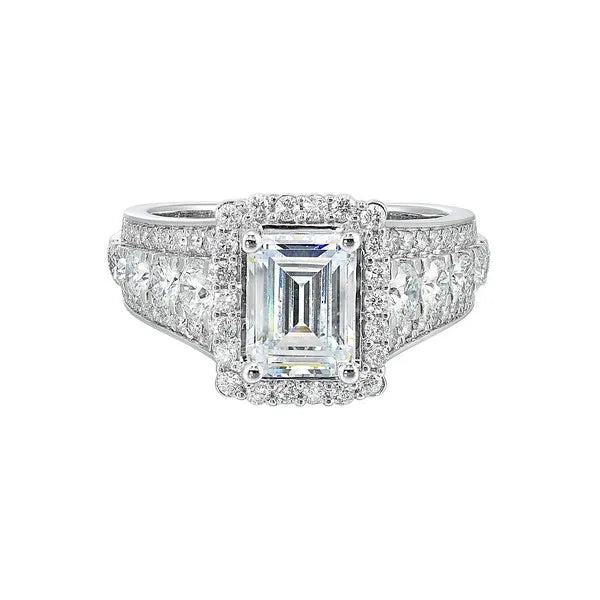 14Kt White Semi Mount 1 1/3Ctw For 2Ctw Emerald Cut Center