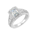 14Kt White Semi Mount 1 1/3Ctw For 2Ctw Emerald Cut Center