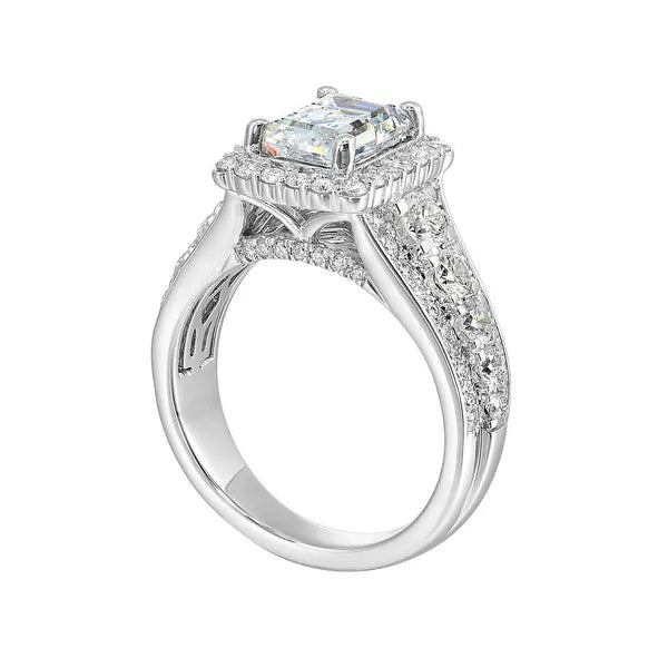 14Kt White Semi Mount 1 1/3Ctw For 2Ctw Emerald Cut Center