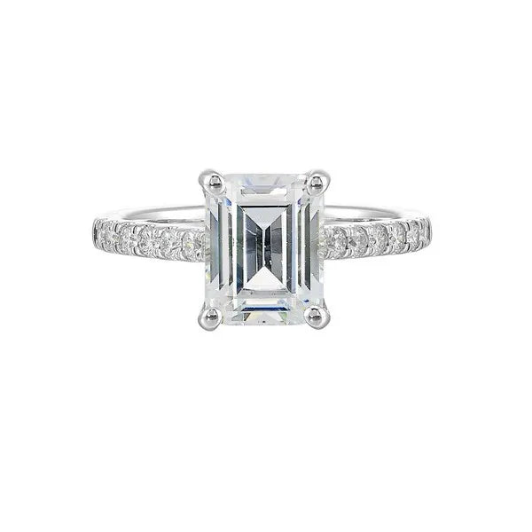 14Kt White Semi Mount 1/2Ctw For 3Ctw Emerald Cut Center