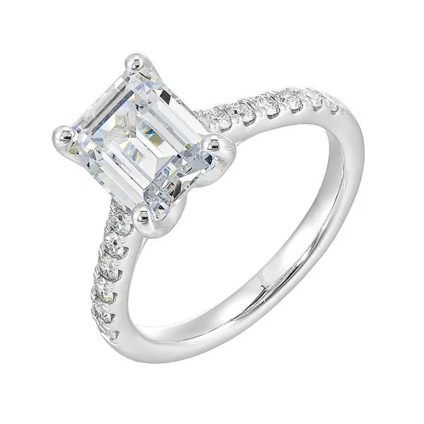 14Kt White Semi Mount 1/2Ctw For 3Ctw Emerald Cut Center