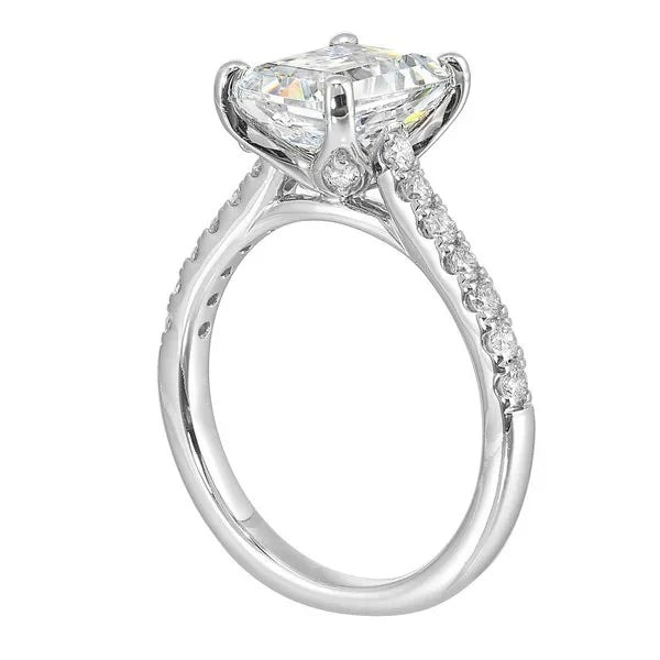 14Kt White Semi Mount 1/2Ctw For 3Ctw Emerald Cut Center