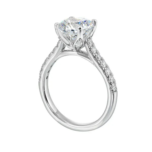 14Kt White Semi Mount 1/2Ctw For 2Ctw Round Center