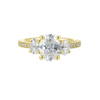 14Kt Yellow Semi Mount 7/8Ctw For 2Ctw Oval Center