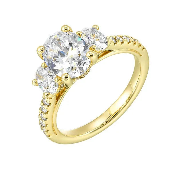 14Kt Yellow Semi Mount 7/8Ctw For 2Ctw Oval Center