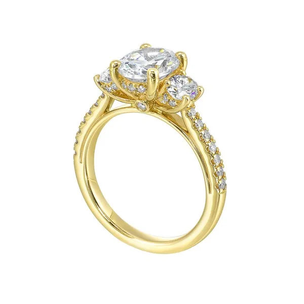 14Kt Yellow Semi Mount 7/8Ctw For 2Ctw Oval Center