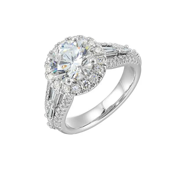 14Kt White Semi Mount 1Ctw For 2Ctw Round Center