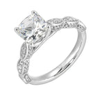 14Kt White Semi Mount 1/3Ctw For 2Ctw Cushion Center