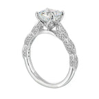 14Kt White Semi Mount 1/3Ctw For 2Ctw Cushion Center