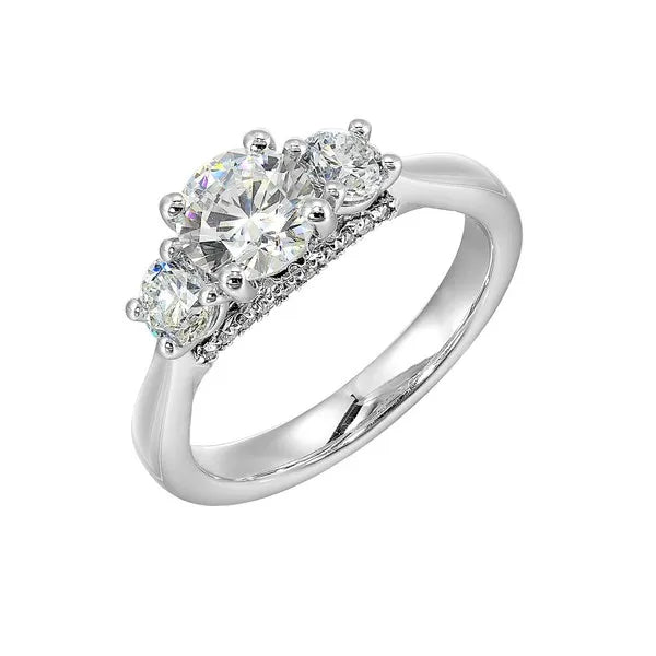 14Kt White Semi Mount 3/4Ctw For 1Ctw Round Center