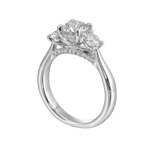 14Kt White Semi Mount 3/4Ctw For 1Ctw Round Center