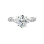 14Kt White Semi Mount 5/8Ctw For 2Ctw Oval Center
