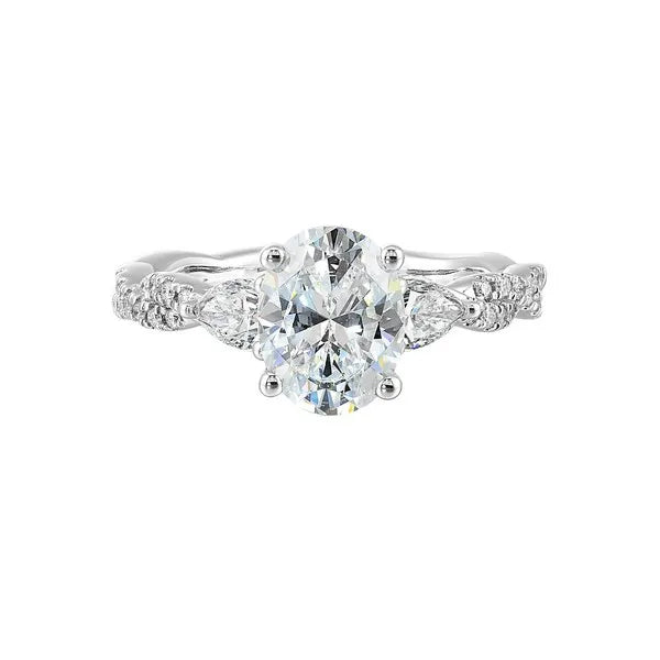 14Kt White Semi Mount 5/8Ctw For 2Ctw Oval Center