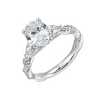 14Kt White Semi Mount 5/8Ctw For 2Ctw Oval Center