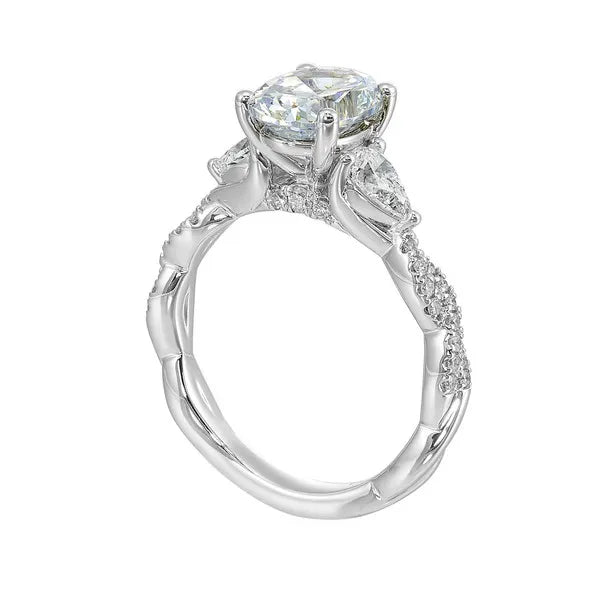 14Kt White Semi Mount 5/8Ctw For 2Ctw Oval Center