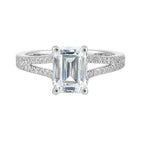 14Kt White Semi Mount 1/3Ctw For 2Ctw Emerald Cut Center