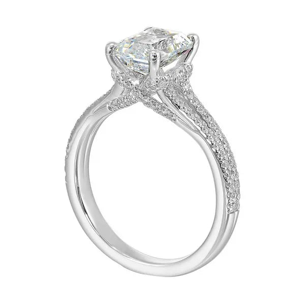 14Kt White Semi Mount 1/3Ctw For 2Ctw Emerald Cut Center