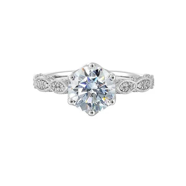 14Kt White Semi Mount 1/3Ctw For 2Ctw Round Center