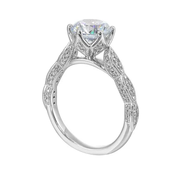 14Kt White Semi Mount 1/3Ctw For 2Ctw Round Center