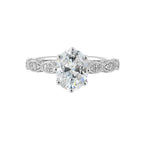 14Kt White Semi Mount 1/3Ctw For 2Ctw Oval Center