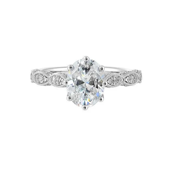 14Kt White Semi Mount 1/3Ctw For 2Ctw Oval Center