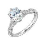 14Kt White Semi Mount 1/3Ctw For 2Ctw Oval Center