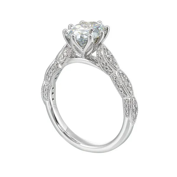 14Kt White Semi Mount 1/3Ctw For 2Ctw Oval Center