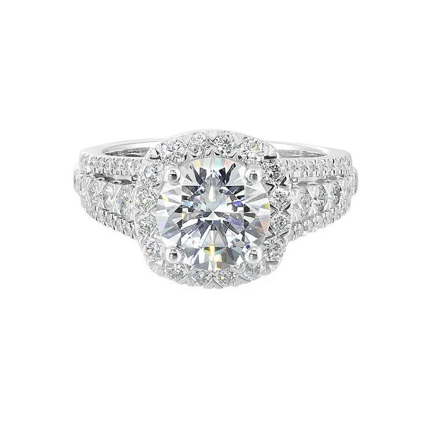 14Kt White Semi Mount 7/8Ctw For 2Ctw Round Center