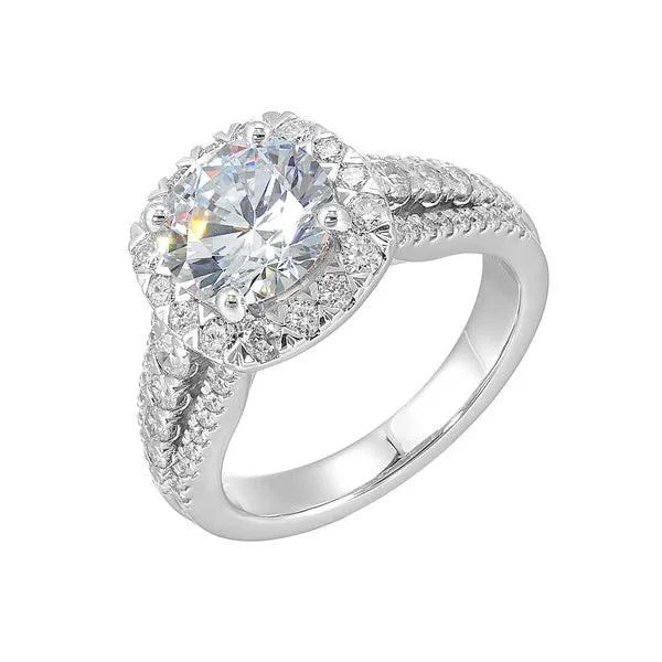 14Kt White Semi Mount 7/8Ctw For 2Ctw Round Center