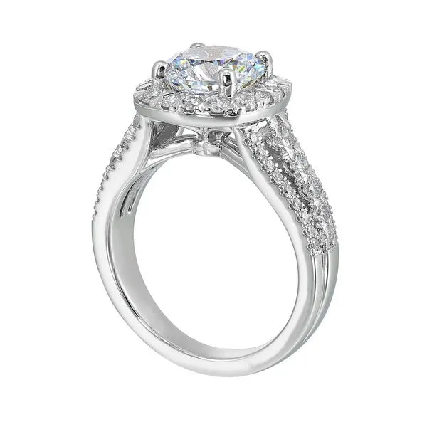 14Kt White Semi Mount 7/8Ctw For 2Ctw Round Center