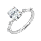 14Kt White Semi Mount 1/8Ctw For 2Ctw Oval Center