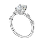 14Kt White Semi Mount 1/8Ctw For 2Ctw Oval Center