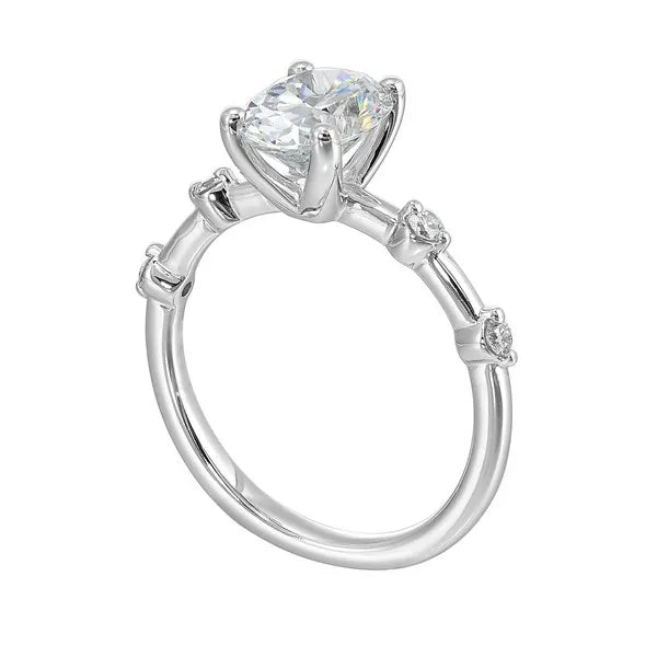 14Kt White Semi Mount 1/8Ctw For 2Ctw Oval Center
